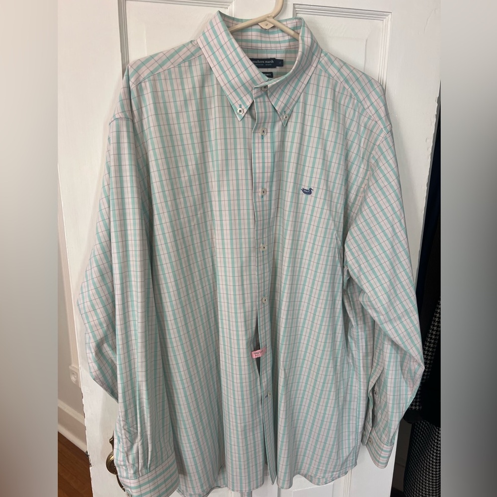 Southern Marsh Men's Pastel Plaid Button Down Shirt size XL performance material